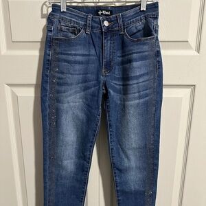 Vocal Self Jeans With Rhinestone Embellishment Outside Leg Size Medium